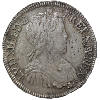 France - Louis XIV (1643-1715), 1/2 Ecu, 1654, L (Bayonne)