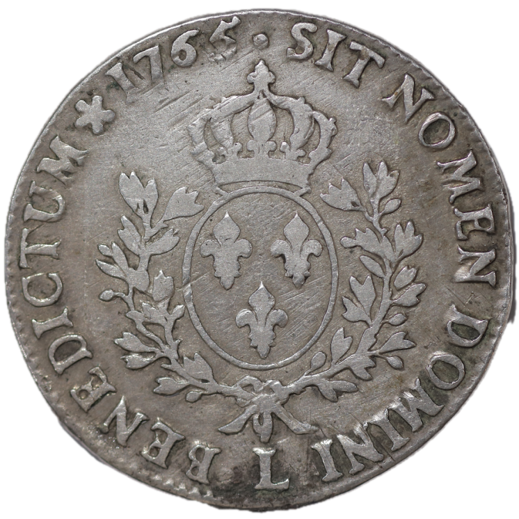 France - Louis XV (1715-1774), Ecu aux branches d'olivier, 1765, L (Bayonne)