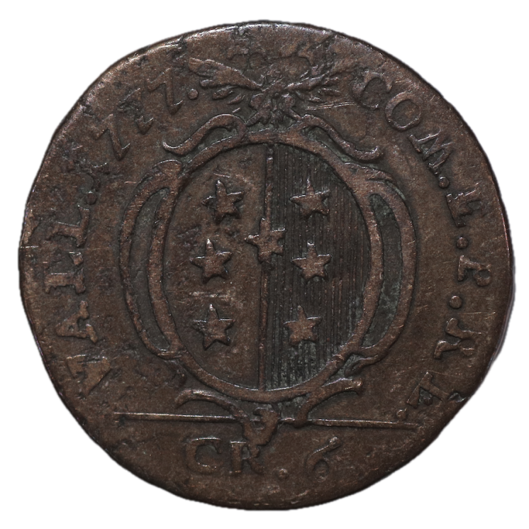 Suisse - Canton de Valais, Evêché de Sion (1760-1780), 6, Kreuzer, 1777