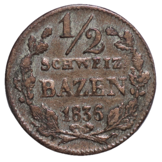Suisse - Canton des Grisons, 1/2 Batzen, 1836