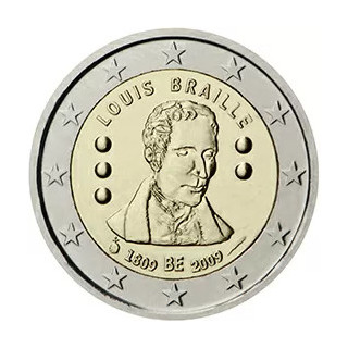 2009 - Belgique, 2 Euros bicentenaire de la naissance de Louis Braille