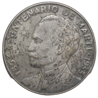 Cuba - République (1909-1959), 1 pesos, 1953, Centenaire de Marti