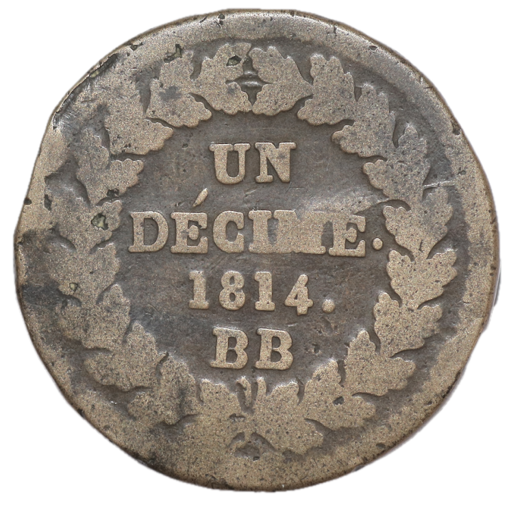 France - Napoléon Ier (1804-1814), 1 Décime, 1814, BB (Strasbourg)