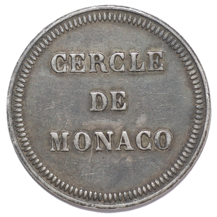 Monaco - Jeton de  francs, Cercle de Monaco, 1860