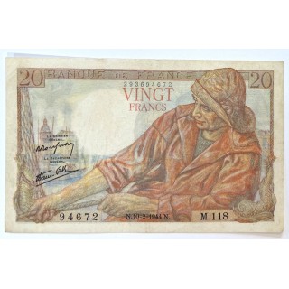 France - 20 Francs Pêcheur, N.10-2-1944.N.