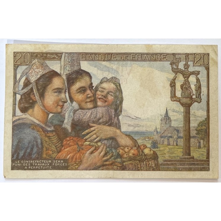 France - 20 Francs Pêcheur, N.10-2-1944.N.