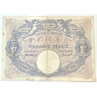 France - 50 Francs Bleu et Rose, 15-3-1918