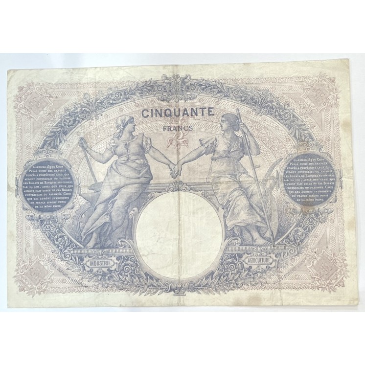 France - 50 Francs Bleu et Rose, 15-3-1918