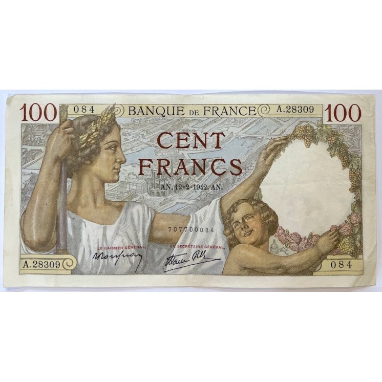 France - 100 Francs Sully, AN.12-2-1942.AN
