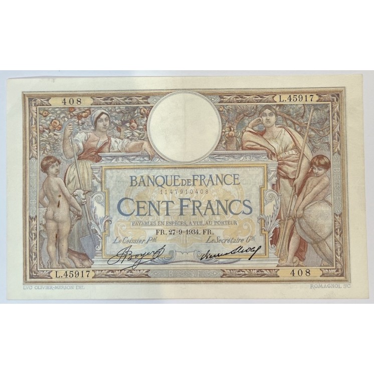 France - 100 Francs Luc Olivier Merson, FR.27-9-1934.FR