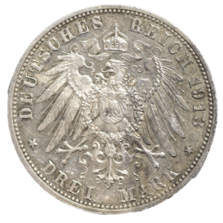 Allemagne - 3 Mark, Frédéric Auguste III, 1913