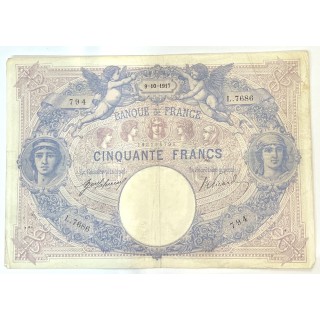 France - 50 Francs Bleu et Rose, 9-10-1917