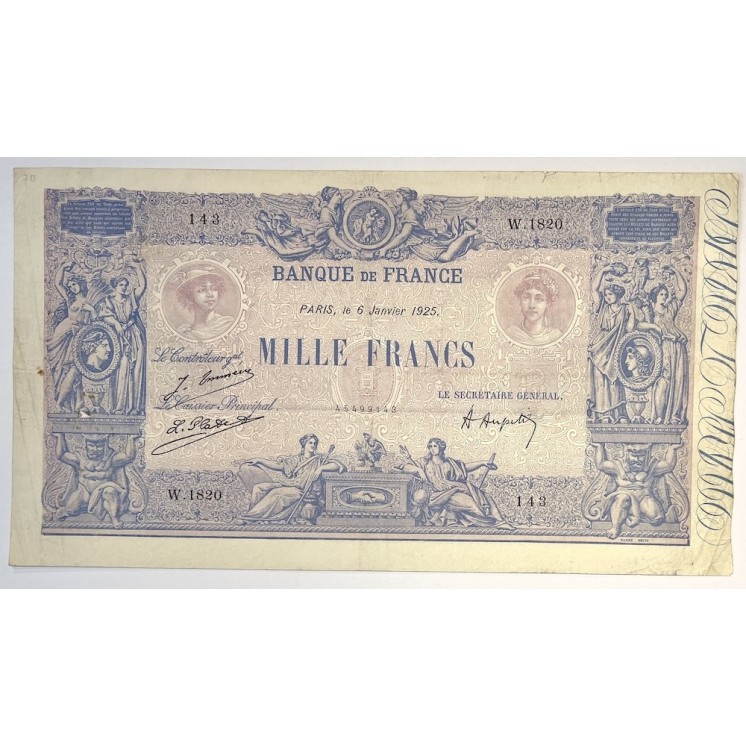 France - 1000 Francs Bleu et Rose, 6 janvier 1925