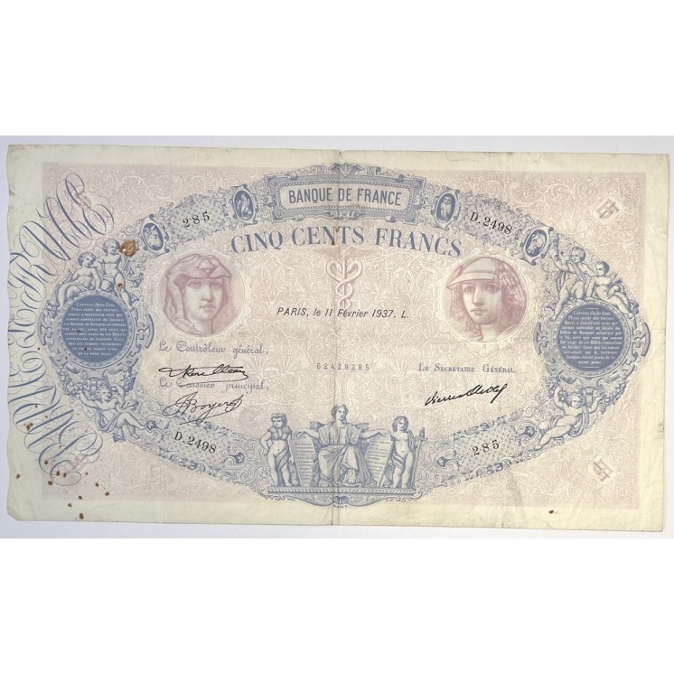 France - 500 Francs Bleu et Rose, 11 février 1937