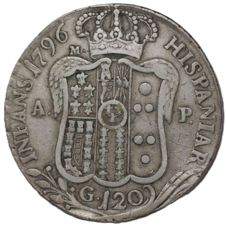 Italie - Naples et Sicile, Ferdinand IV (1759-1825), Ecu de 120 Grani, 1796