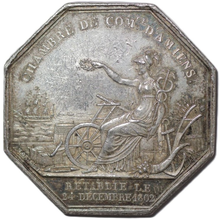 France - Jeton, 1802, Chambre de Commerce d'Amiens, Louis Philippe 1er
