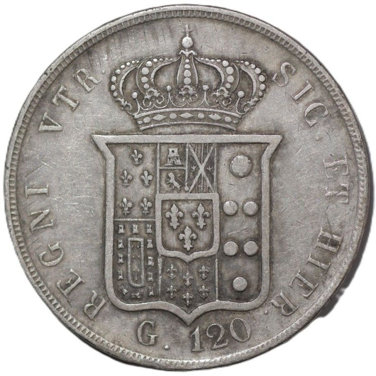 Italie- Naples et deux Siciles, Ferdinand II (1830-1859), 120 Grana, 1855