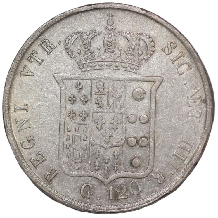 Italie - Naples et deux Siciles, Ferdinand II (1830-1859), 120 Gana, 1854