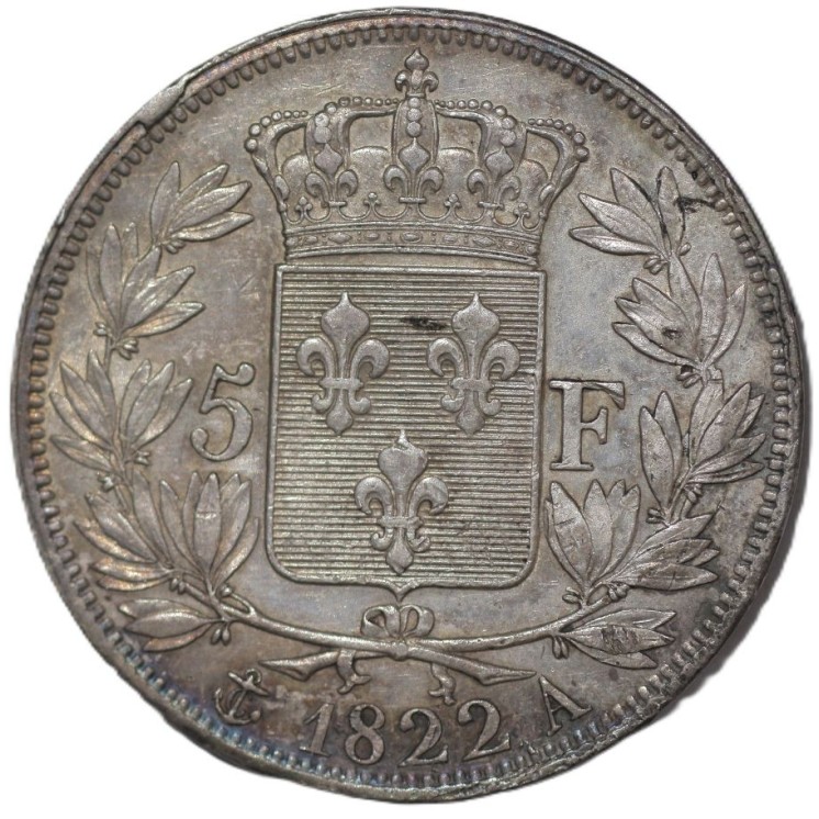 France - Louis XVIII (1815-1822), 5 Francs, 1822, A
