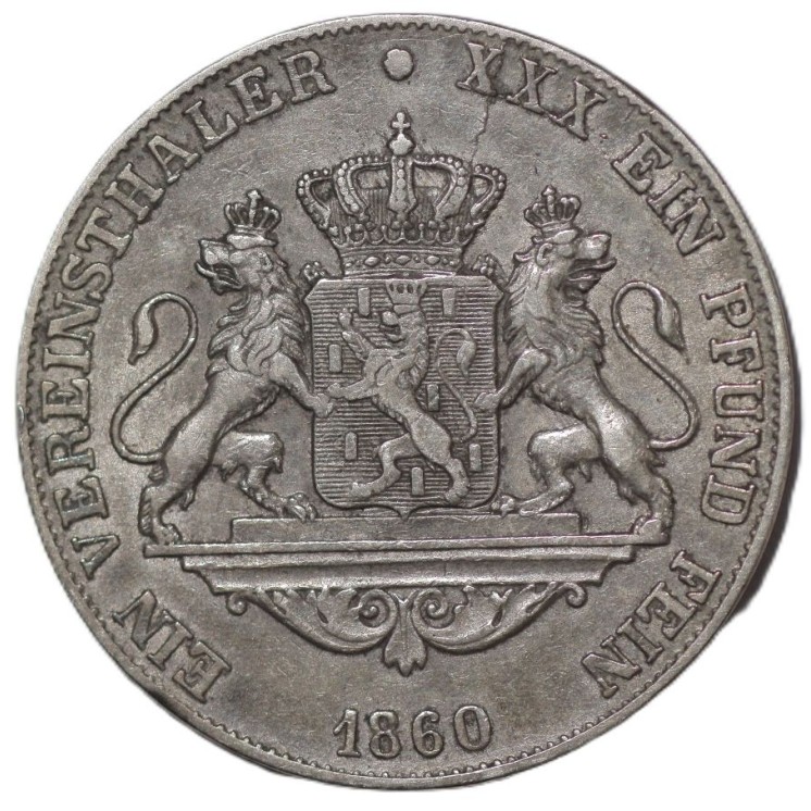 Allemagne - Nassau, Adolphe (1839-1866), Thaler, 1860, Z