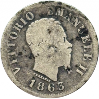 50 Centimes 1863 Italie Victor Emmanuel II