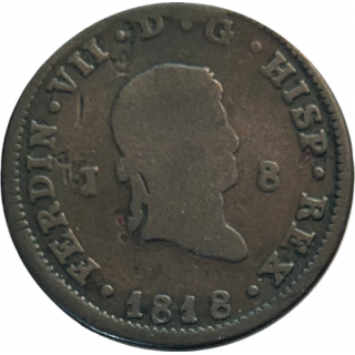 8 Maravedis Espagne 1818 Cuivre