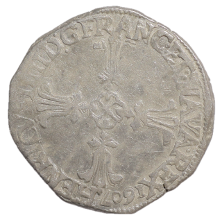 France - Henri IV (1589-1610), 1/4 d'Ecu, 1607, 9 (Rennes)