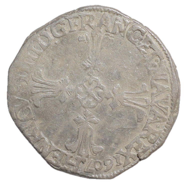 France - Henri IV (1589-1610), 1/4 d'Ecu, 1607, 9 (Rennes)