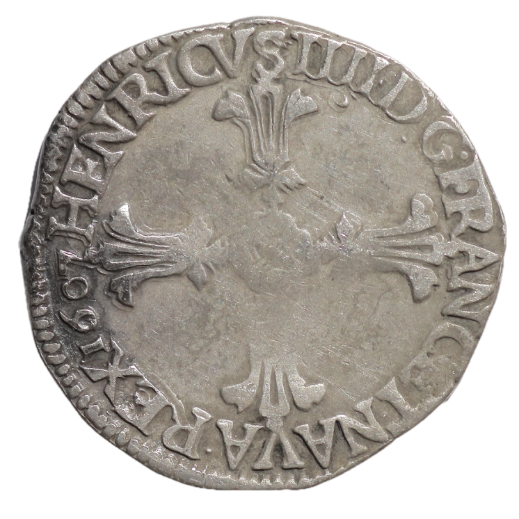 France - Henri IV (1589 - 1610), 1/4 d'Ecu, 1607, 9 (Rennes)