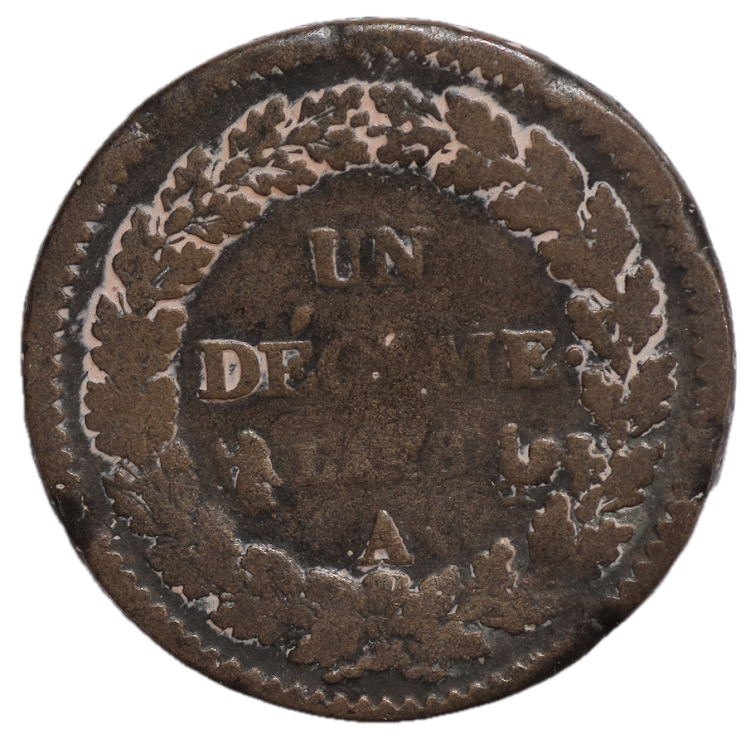 France - République, 1 décime de l'an 8, A (Paris)