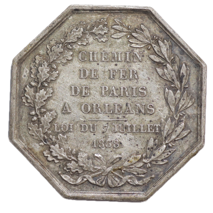 Jeton - Chemin de fer de Paris à Orléans, 7 juillet 1838