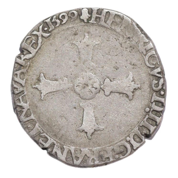 France - Henri IV (1589-1610), 1/4 d'écu, 1599, H (La Rochelle)