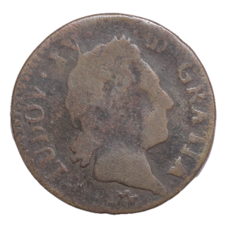 France - Louis XV (1715-1774), 1/2 sol à la vieille tête, M (Toulouse)