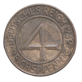 Allemagne - République de Weimar, 4 Reichspfennig, 1932