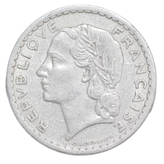 France - 5 Francs, 1945, modèle "Lavrillier"