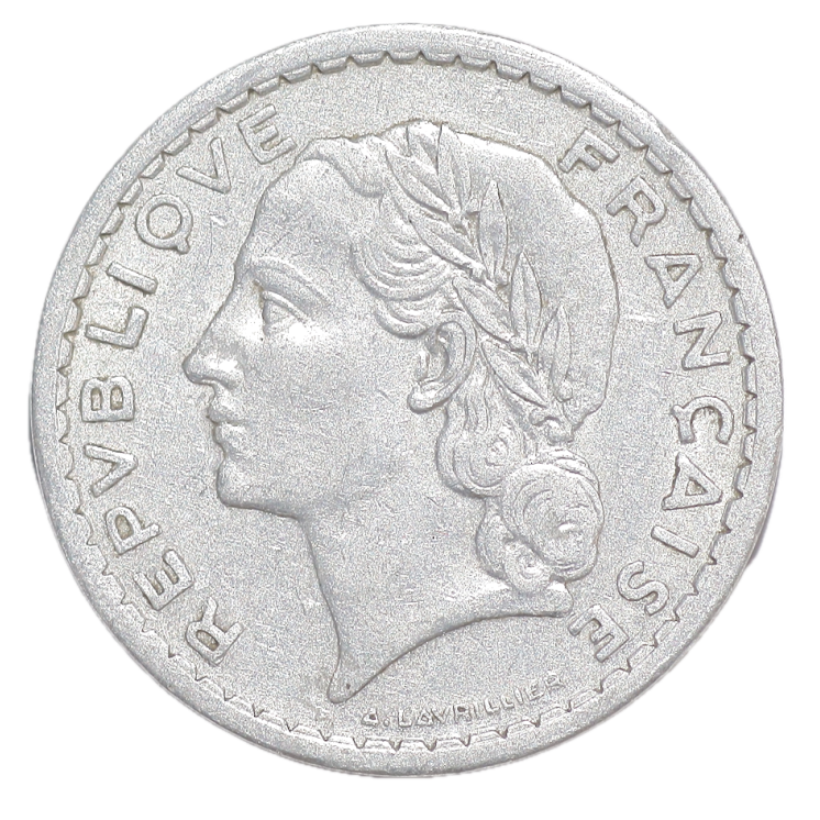 France - 5 Francs, 1945, modèle "Lavrillier"
