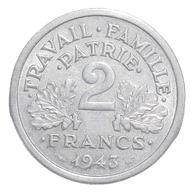 France - 2 Francs, Etat Français, 1943