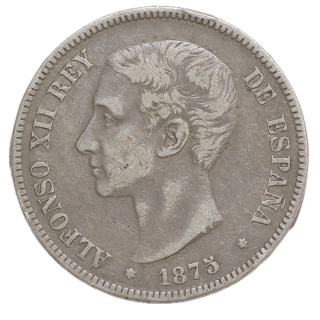 Espagne - Alfonso XII (1874-1885), 5 Pesetas, 1875