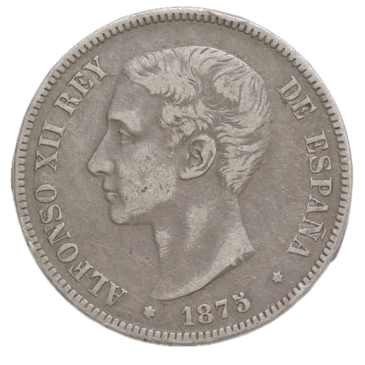 Espagne - Alfonso XII (1874-1885), 5 Pesetas, 1875