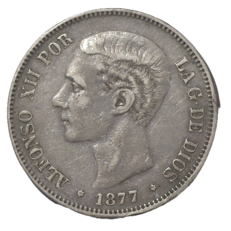 Espagne - Alfonso XII (1874-1885), 5 Pesetas, 1877