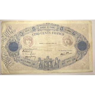 France - 500 Francs "Bleu et rose", 23 juin 1938