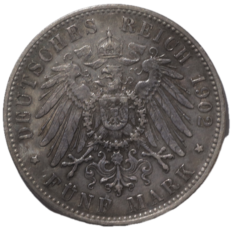 Allemagne - Guillaume II (1888-1917), 5 Mark, 1902, F (Stuttgart)