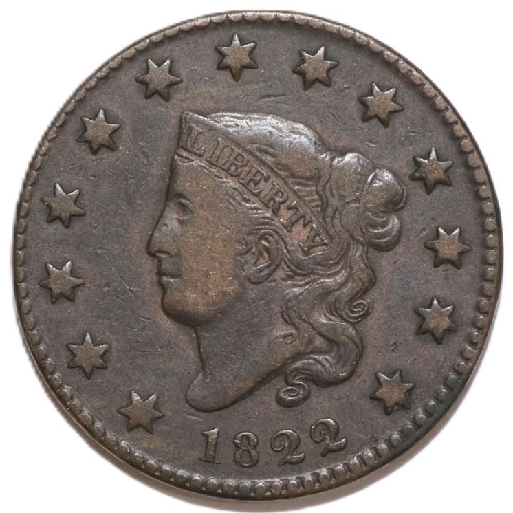 Etats-Unis - 1 cent, 1822, type Coronet tête large