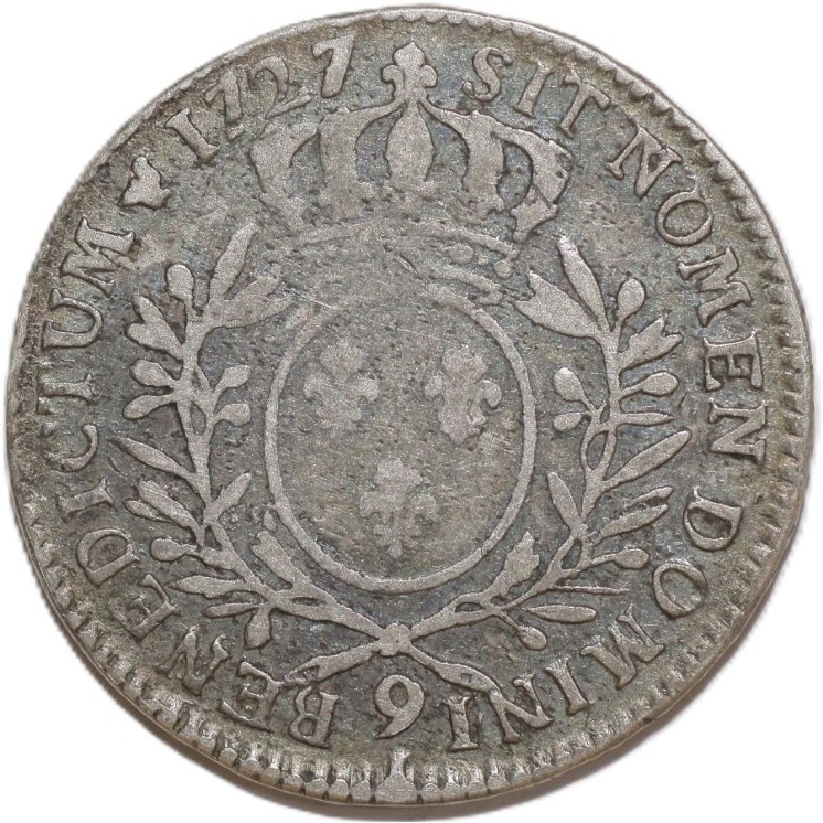France - Louis XV (1715-1774), 1/2 Ecu, 1727, 9 (Rennes)