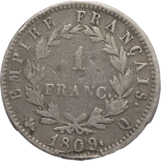 France - Napoléon Ier (1804-1814), 1 franc 1809, Q (Perpignan)
