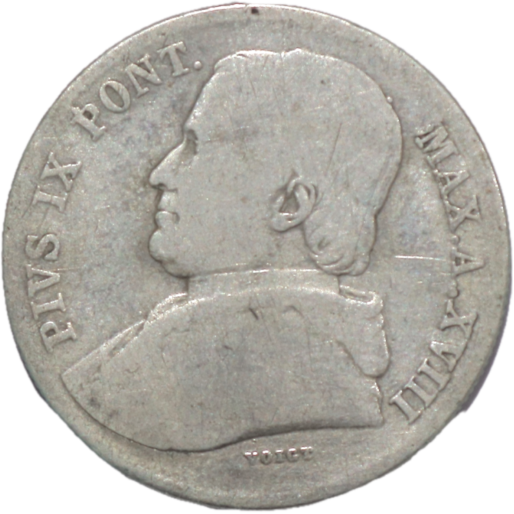 Vatican - Pie IX (1846-1872), 20 Baiocchi 1864, R (Rome)