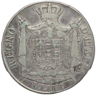 Italie - Napoléon Ier (1804-1814), 5 Lires 1808, M (Milan)