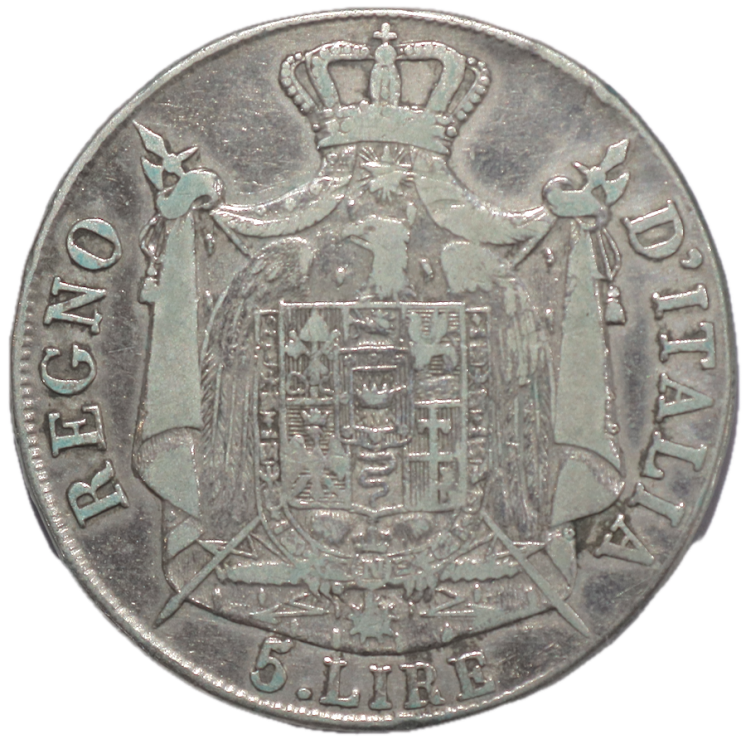 Italie - Napoléon Ier (1804-1814), 5 Lires 1808, M (Milan)