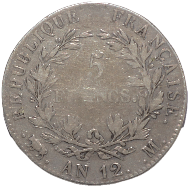 France - Napoléon Ier (1804-1814), 5 Francs, An 12, M (Toulouse)