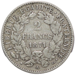 France - IIIe République (1870-1940), 2 francs 1871, A (Paris)